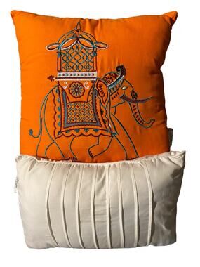 VCNY Throw Pillows Home Decorative Orange White Comforter Bed Embroidered